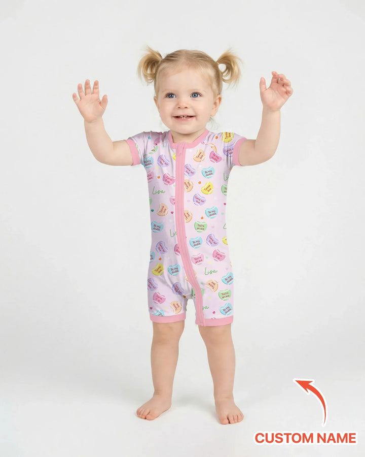 Custom Name Tennis Candy Hearts Bamboo Shorty Zippy