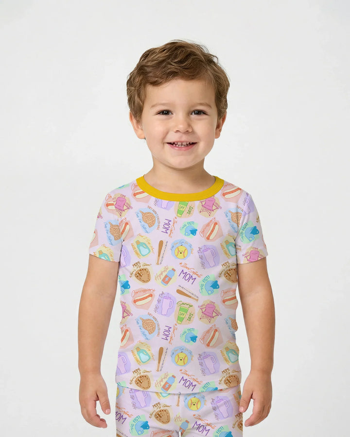 SoftBall Mom Saves The Days Two Piece Short Sleeve Pajama Set