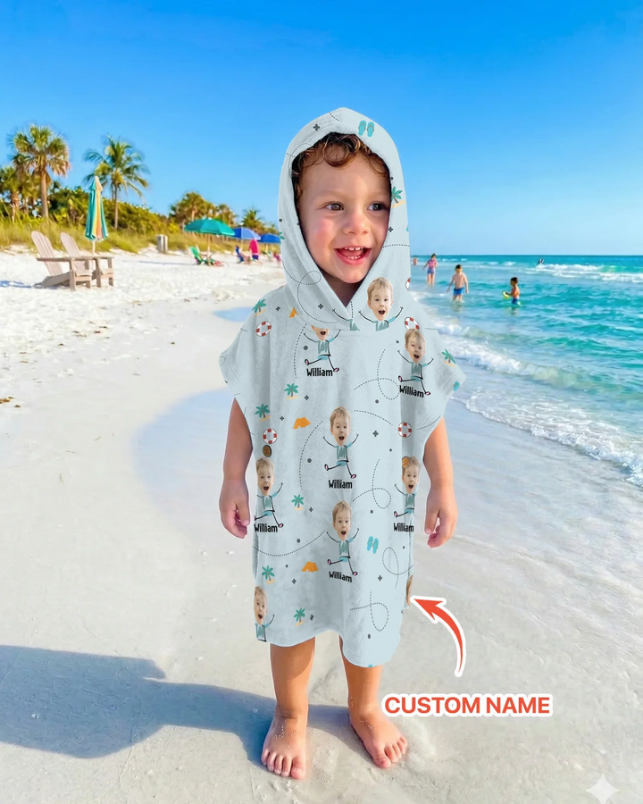 Custom Photo Kids Summer Playtime Bamboo Swim Poncho