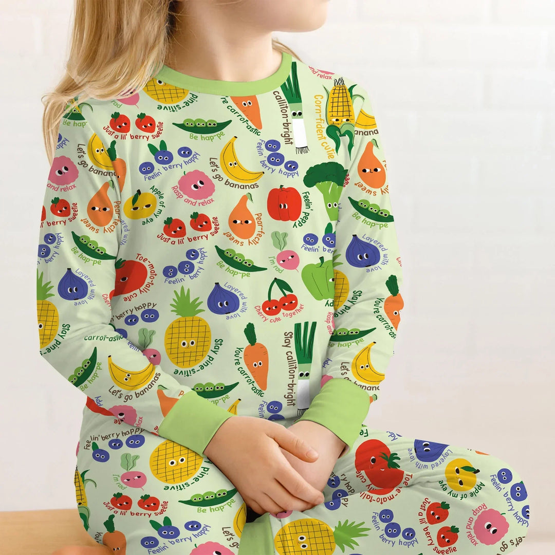 Little Veggie Garden Bamboo Two Piece Long Sleeve Pajama Set
