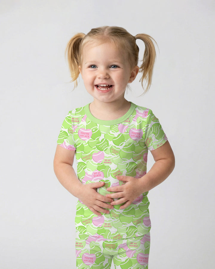 Tennis Candy Family Matching Bamboo Two Piece Short Sleeve Pajama Set