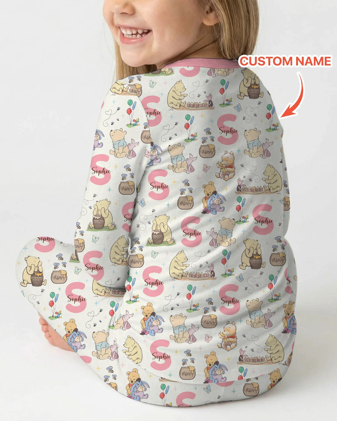 Honey Bear Monogram Bamboo Two Piece Long Sleeve Pajama Set