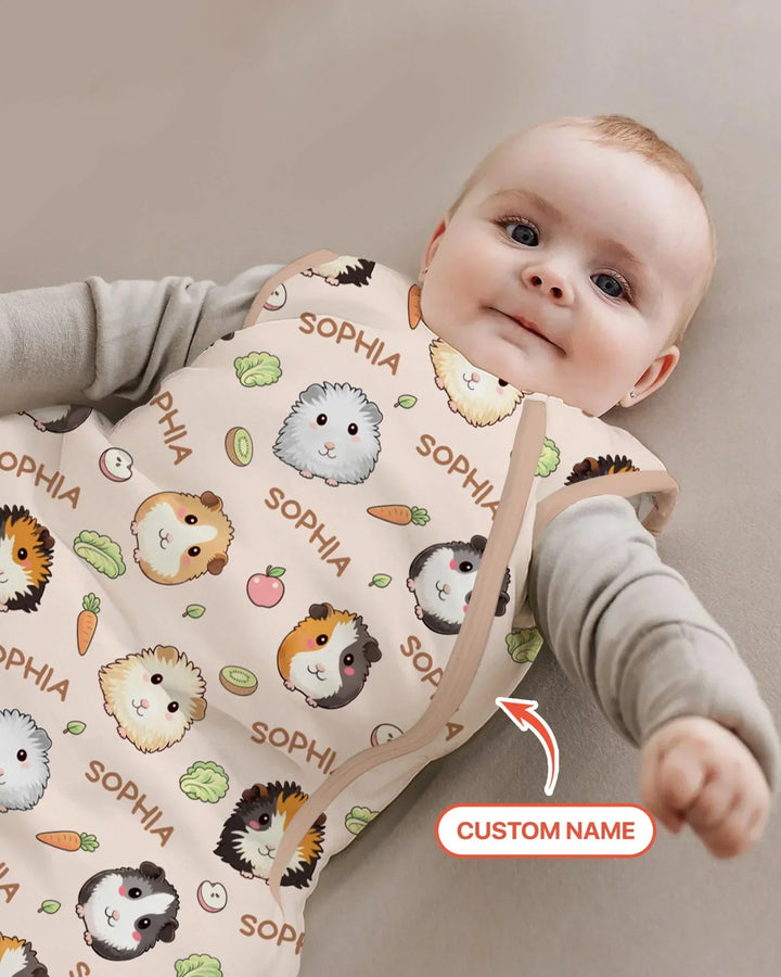 Custom Name Cute Guinea Pigs Bamboo Sleep Bag