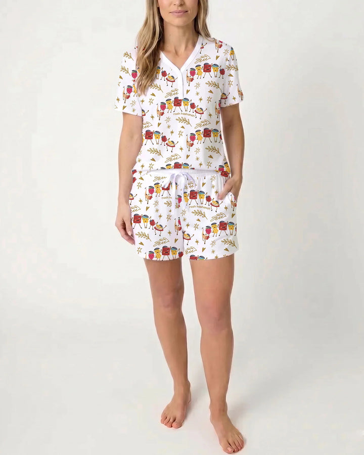 Let's Celebrate Rosh Hashanah Bamboo Women Short Sleeve Short Pajama Set