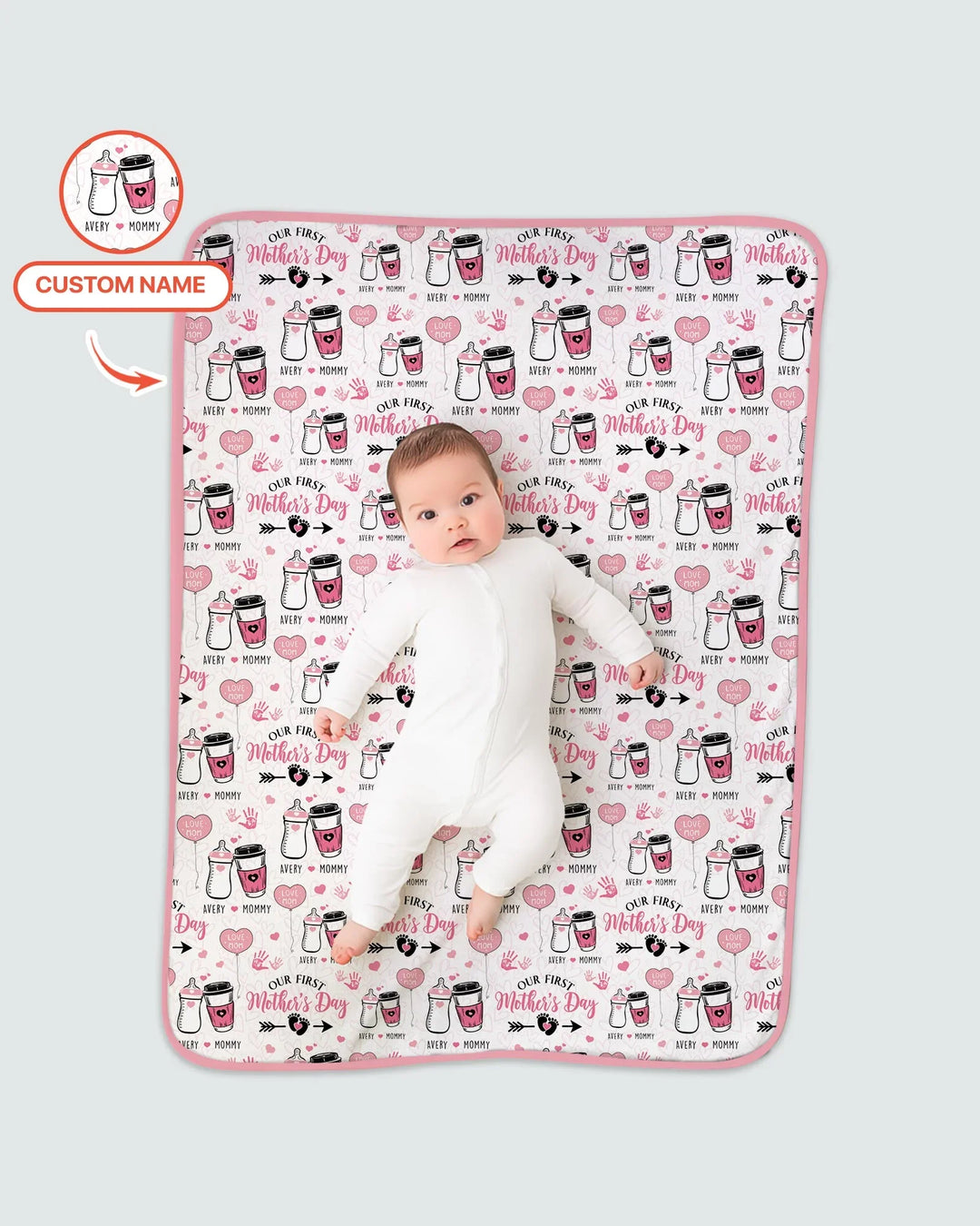 Custom Name First Mother's Day Drink Bamboo Blanket
