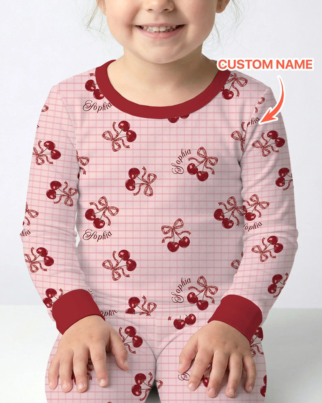 Cherry Mom and Me Bamboo Two Piece Long Sleeve Pajama Set