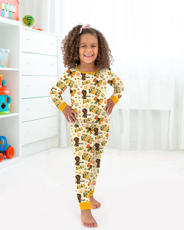 Juneteenth Vibes Vintage Bamboo Two Piece Long Sleeve Pajama Set