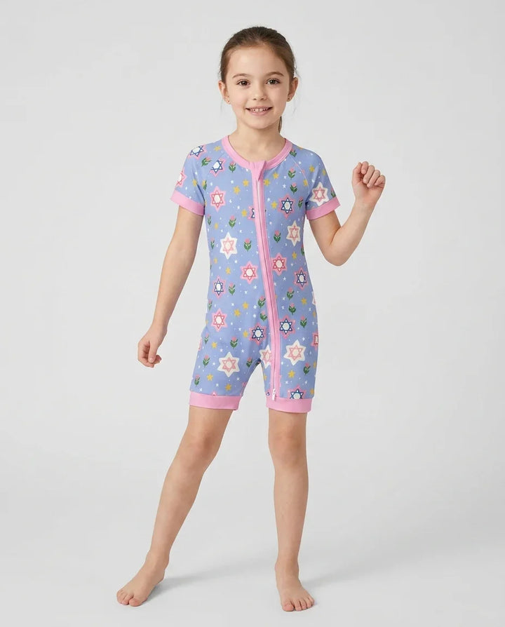 Starry Bloom Blessings Family Matching Bamboo Shorty Zippy