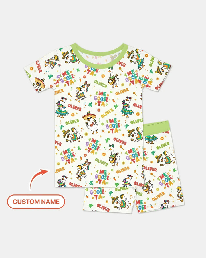 Custom name Me Goose-ta Bamboo Two Piece Short Sleeve Shorts Pajama Set