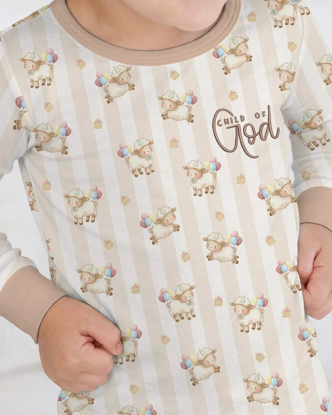 Child Of God Embroidered Baby Bamboo Two Piece Long Sleeve Pajama Set