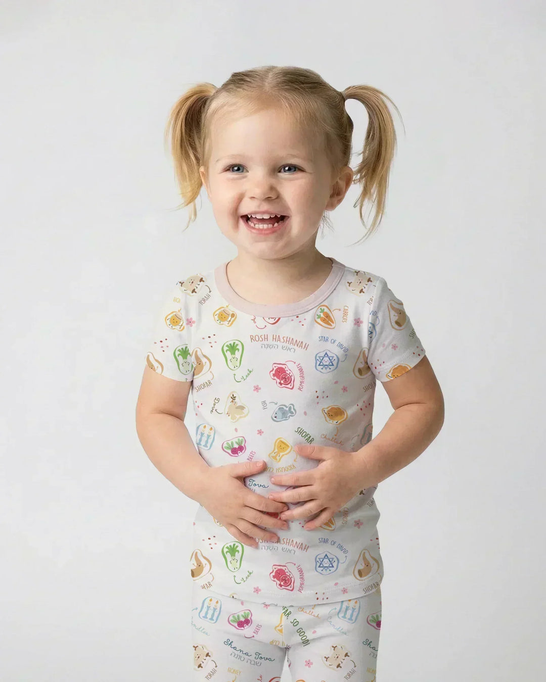 Happy Rosh Hashanah Bamboo Two Piece Short Sleeve Pajama Set
