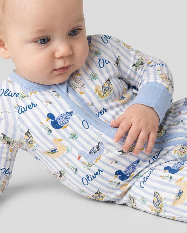 Whimsical Duck Custom Name Bamboo Convertible Zippy