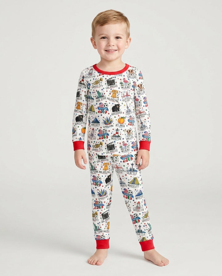 2026 Soccer Cup Host Citties Bamboo Two Piece Long Sleeve Pajama Set