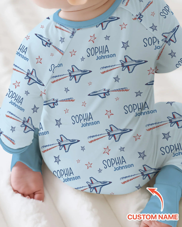 Patriotic American Flag Jet Fighter Bamboo Convertible Zippy