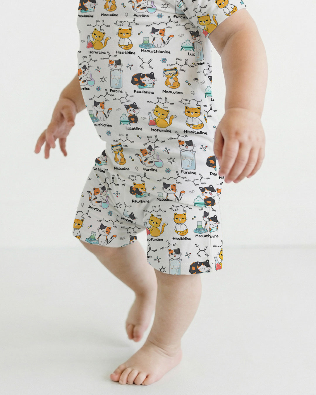 Biochemistry Cat Bamboo Two Piece Short Sleeve Shorts Pajama Set