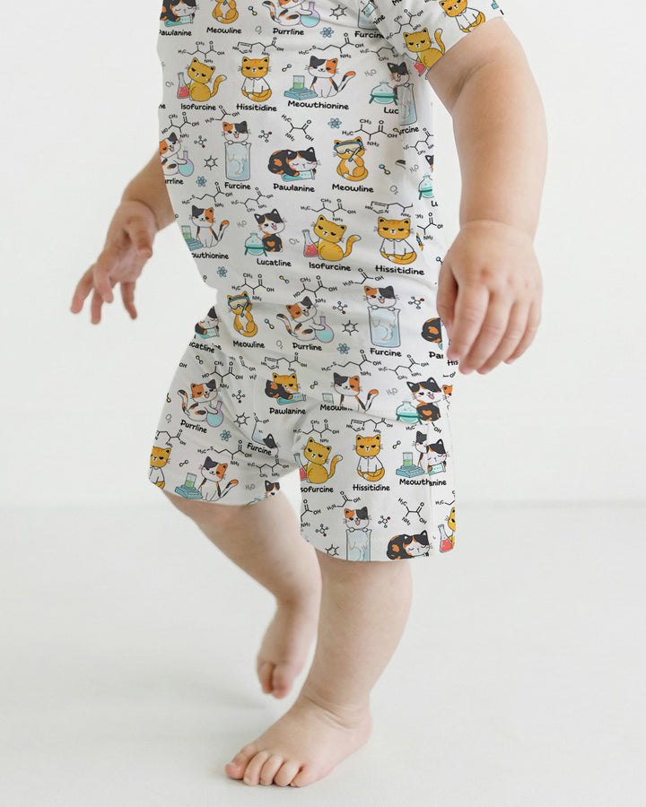 Biochemistry Cat Bamboo Two Piece Short Sleeve Shorts Pajama Set