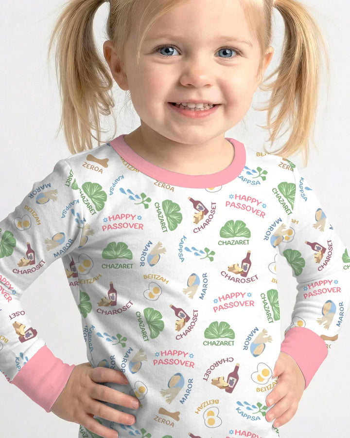 Happy Passover Matching Family Bamboo Two Piece Long Sleeve Pajama Set