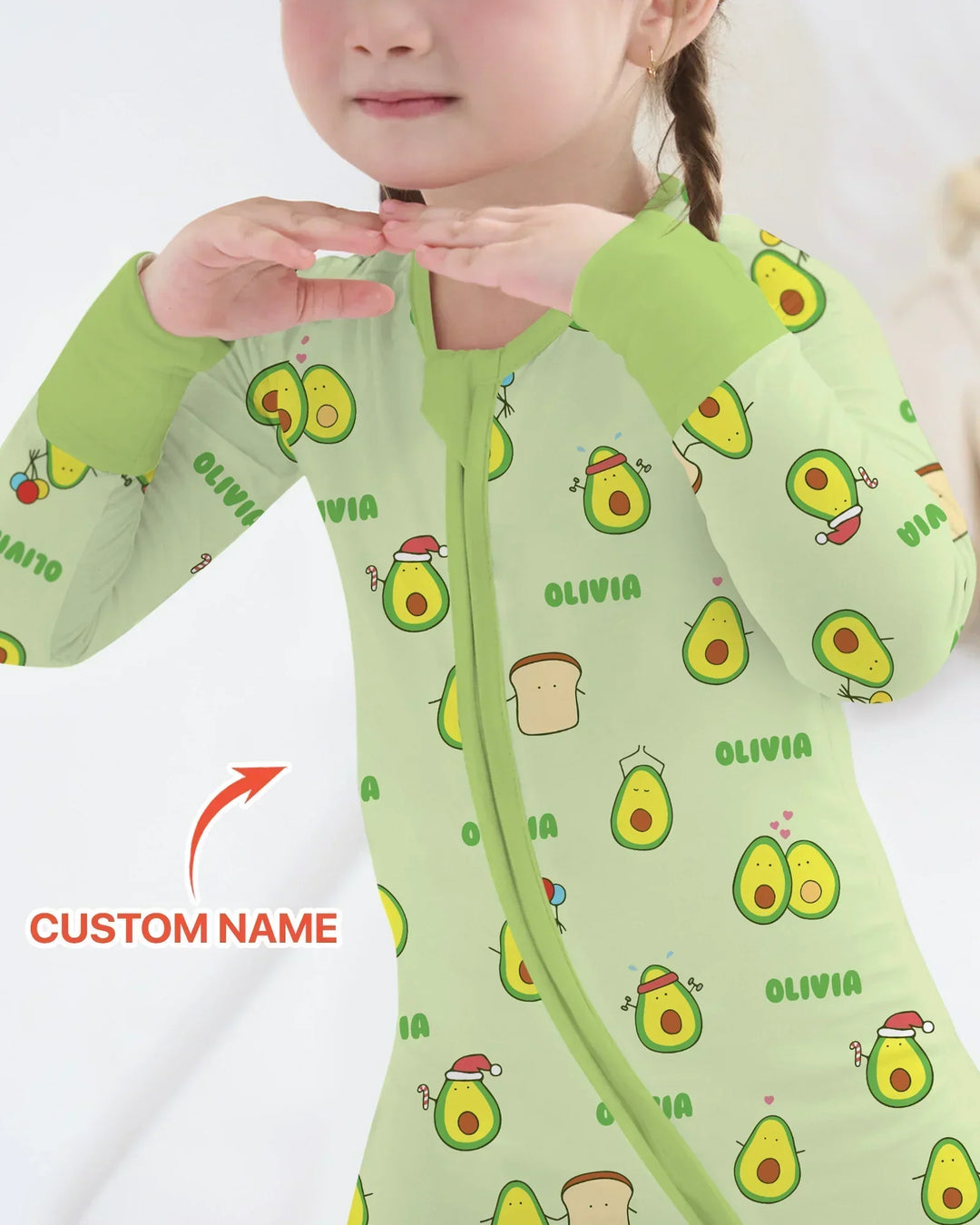 Custom Name Cute Avocado Bamboo Convertible Zippy