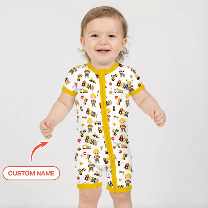 Custom Name Doodle Little Builder Bamboo Shorty Zippy