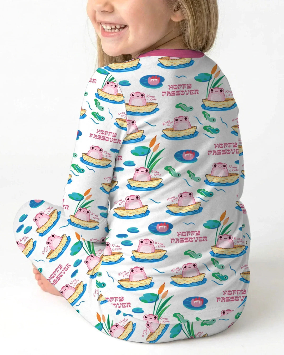 Hoppy Passover Family Matching Bamboo Two Piece Long Sleeve Pajama Set
