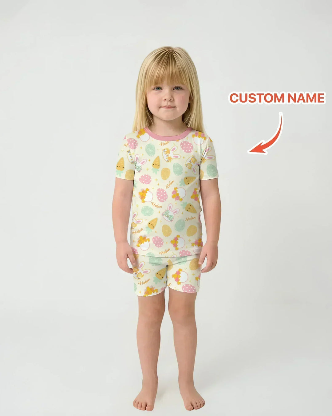 Retro Easter Bamboo Two Piece Short Sleeve Shorts Pajama Set