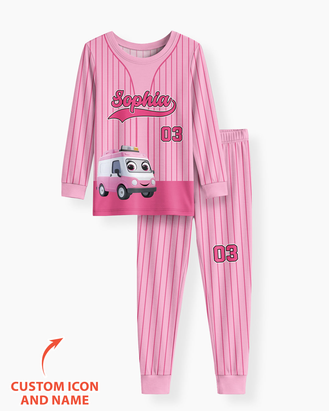 Kid Cartoon Dinosaurus Vehicles Bamboo Two Piece Long Sleeve Pajama Set