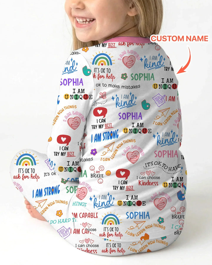 Daily Affirmations Matching Mommy & Baby Bamboo Two Piece Long Sleeve Pajama Set
