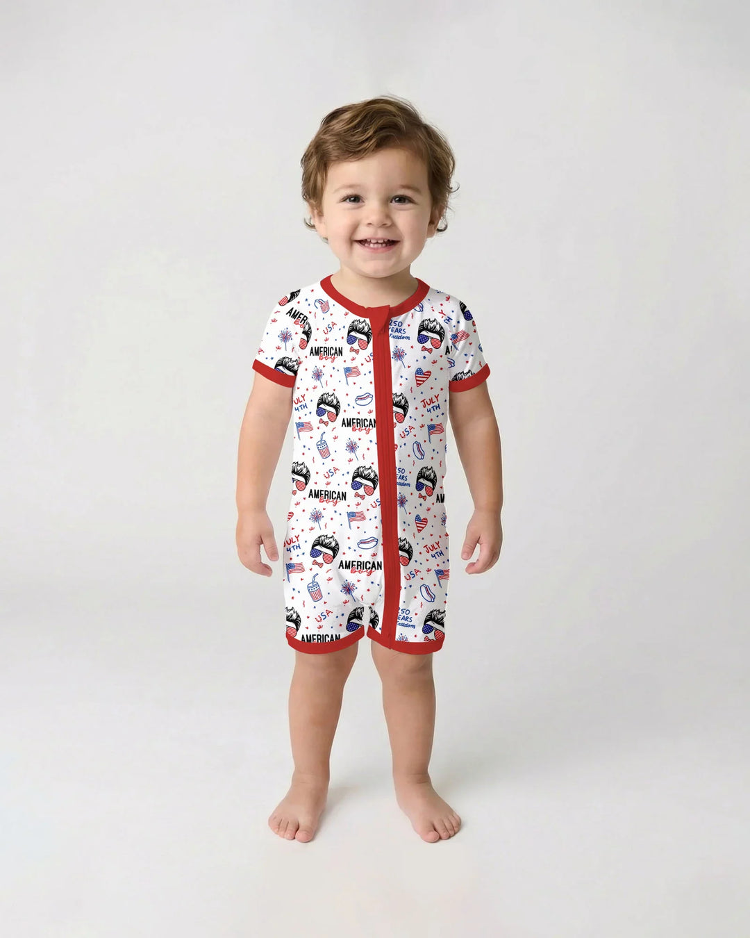 Doodle American Flag Glasses Family Matching Bamboo Shorty Zippy