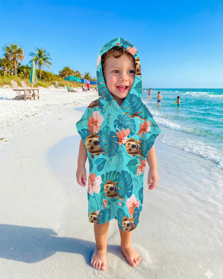 Hawaiian Custom Photo Dog Bamboo Swim Poncho