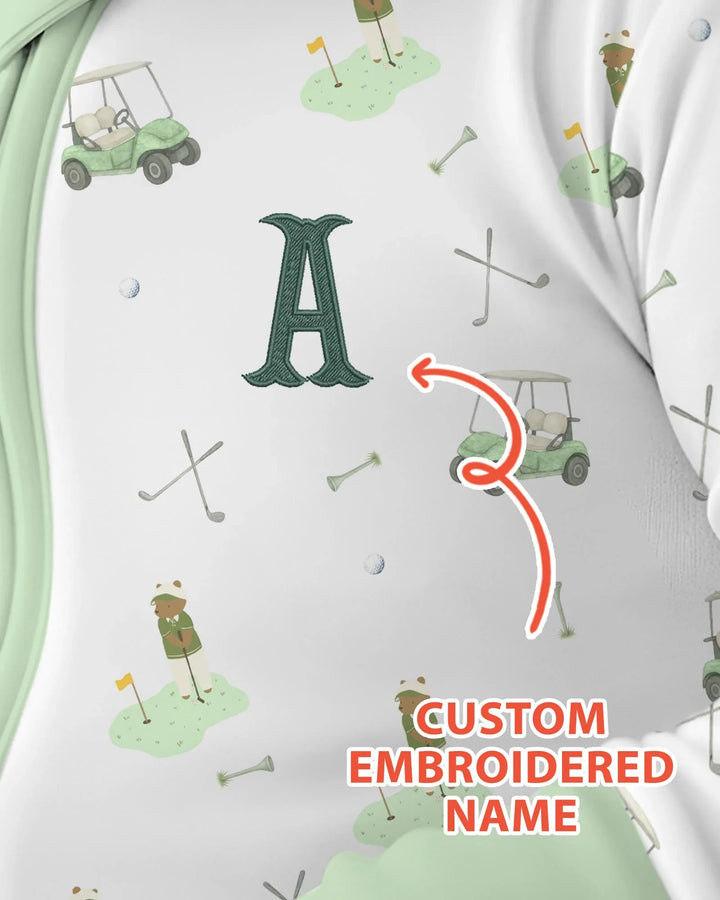 Custom Embroidered Name Monogram Letter Golf Bamboo Convertible Zippy