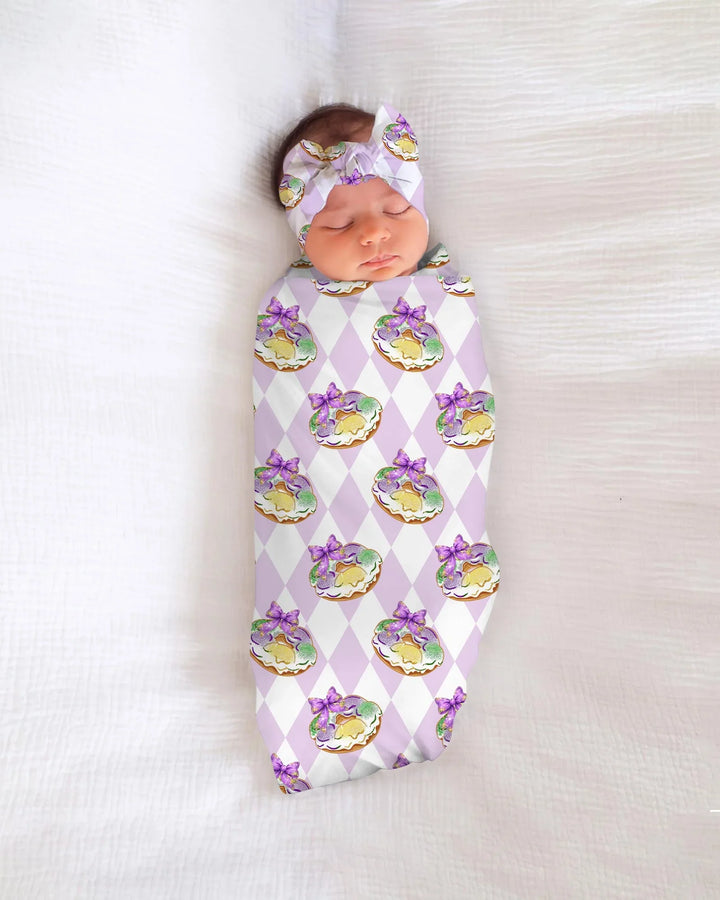 Mardi Gras Donut Bamboo Swaddle Blanket
