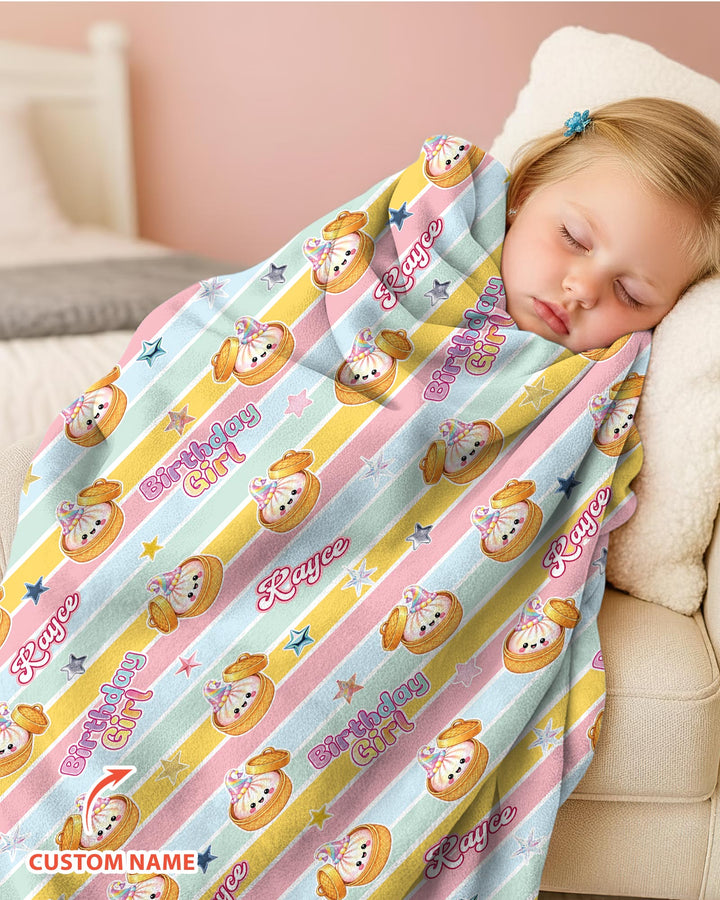 Custom Dumpling Birthday Girl Bamboo Blanket