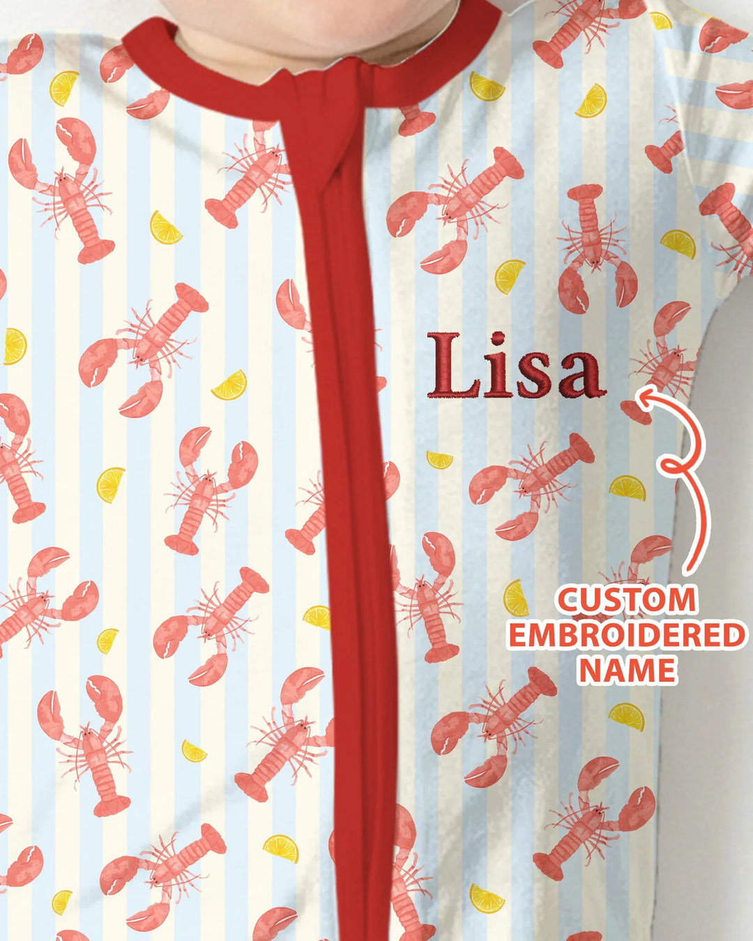 Personalized Embroidered Crawfish Summer Baby Bamboo Convertible Zippy
