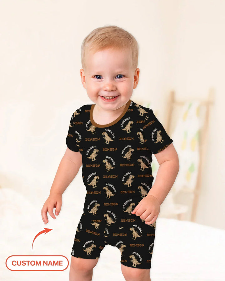 Custom Name Afikosaurus Bamboo Two Piece Short Sleeve Shorts Pajama Set