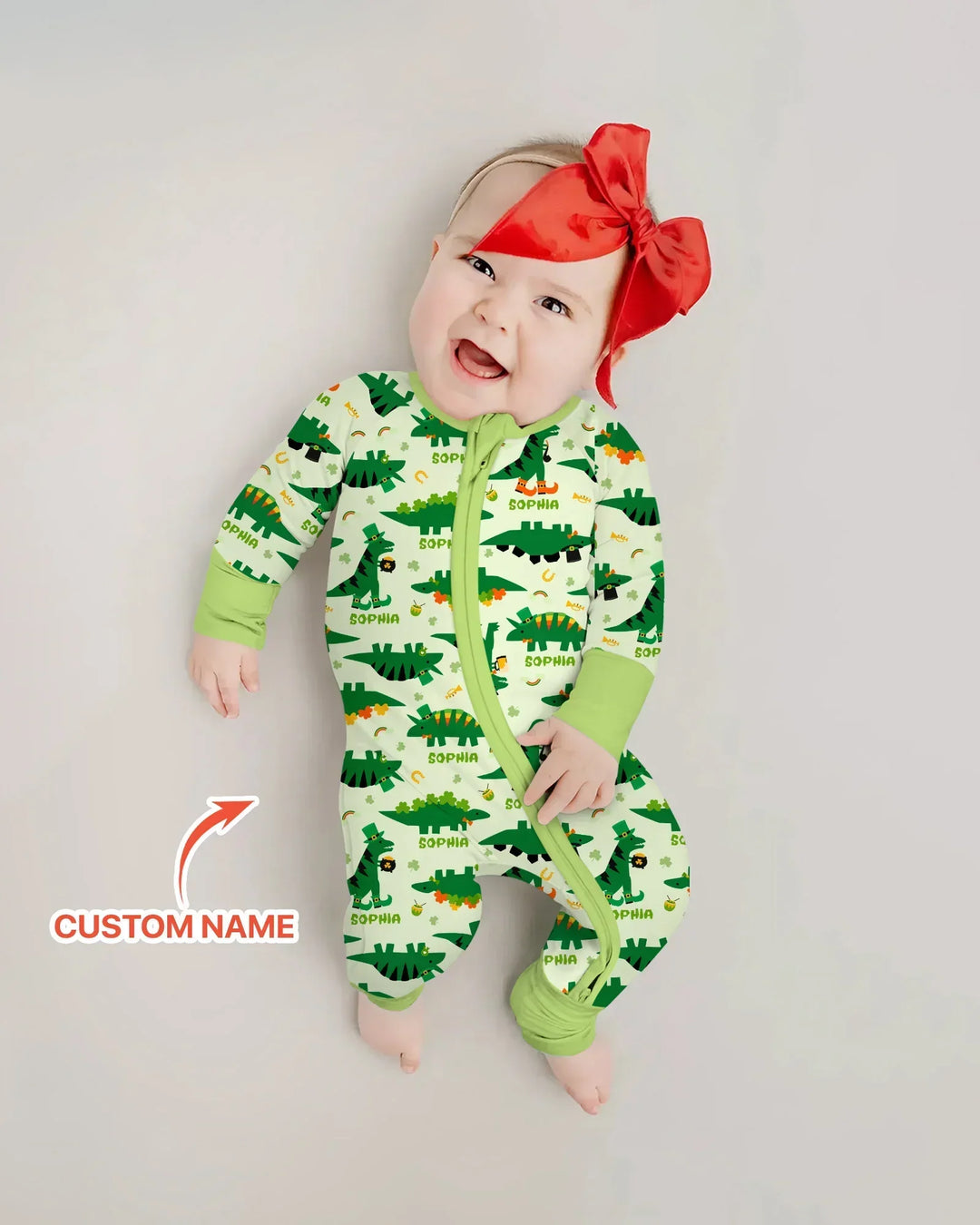 St. Patrick's Day Dinosaurs Custom Bamboo Convertible Zippy