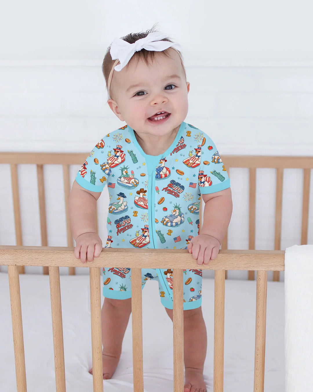 250 America Patriotic Goose Family Matching Bamboo Shorty Zippy
