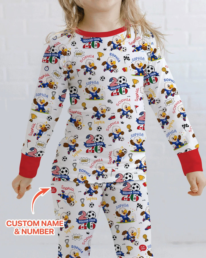 USA We Are Champions Soccer Tour 2026 Bamboo Two Piece Long Sleeve Pajama Set