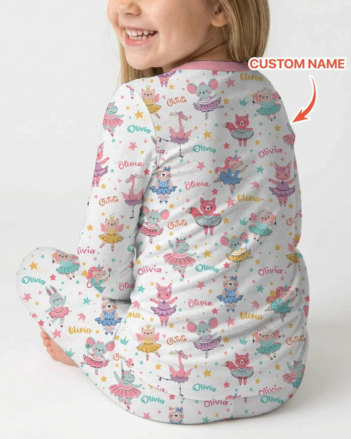 Fairy Friends Ballet Custom Name Bamboo Two Piece Long Sleeve Pajama Set