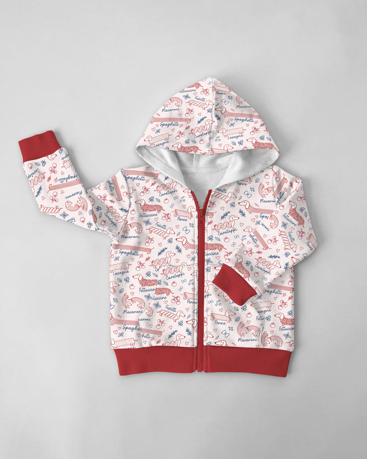 Funny Dachshund Pasta Pups Bamboo Zip Hoodie