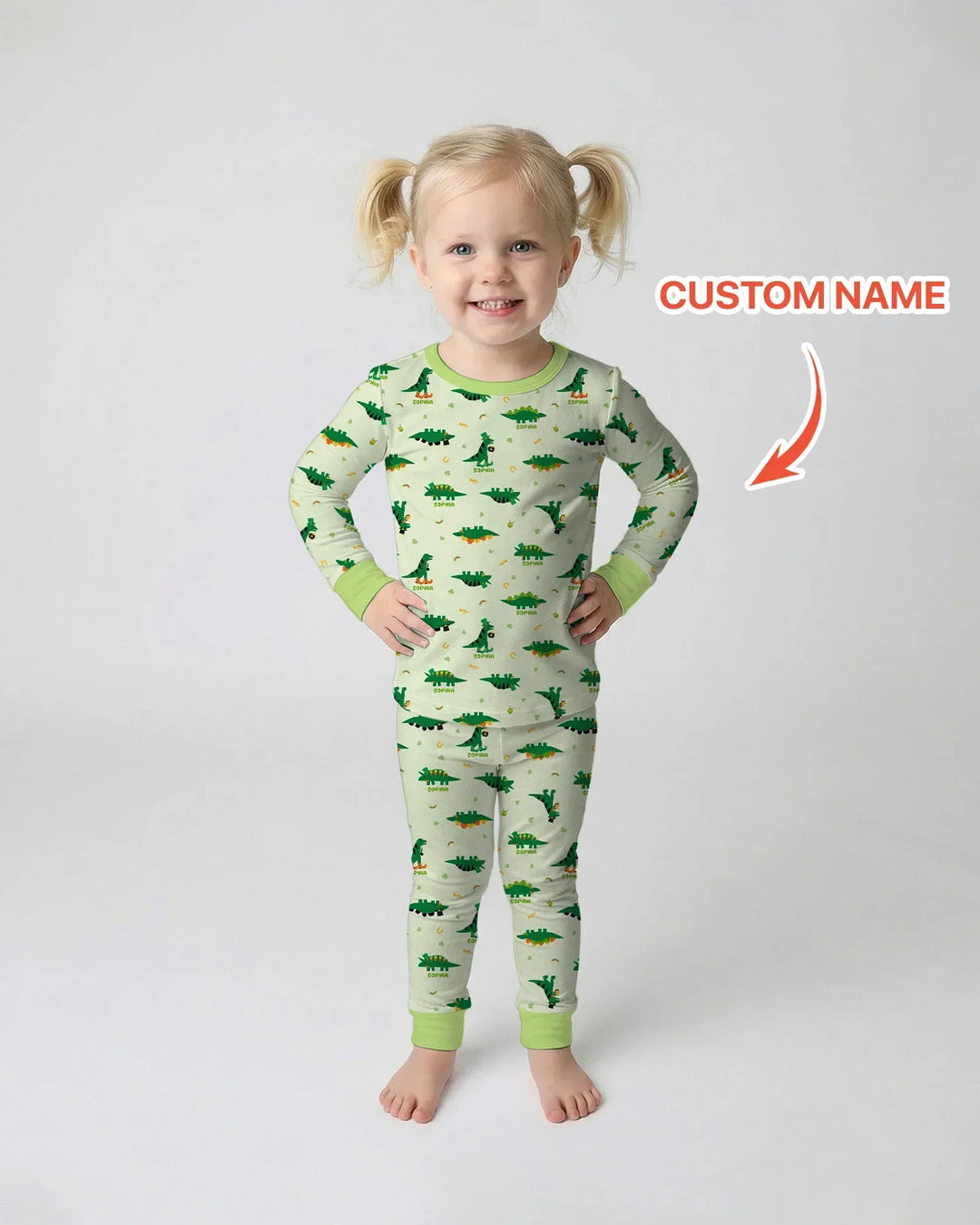 Lucky Dino Bamboo Two Piece Long Sleeve Pajama Set