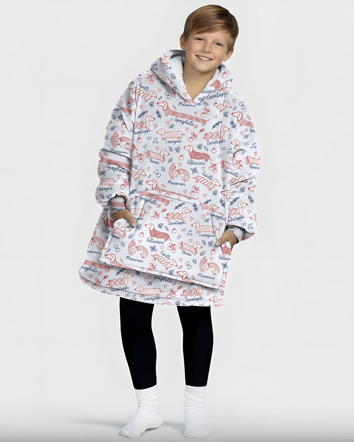 Funny Dachshund Pasta Pups Blanket Hoodie