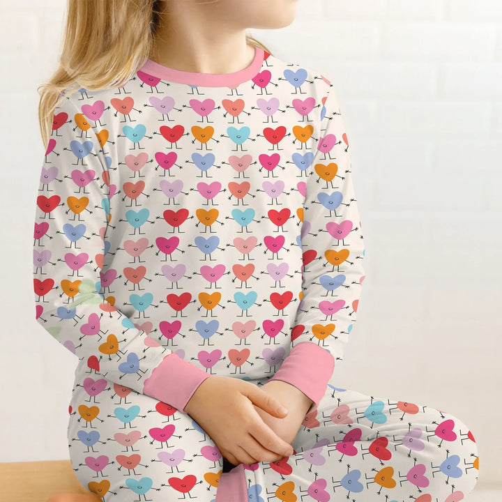 Sweet Hearts Bamboo Two Piece Long Sleeve Pajama Set