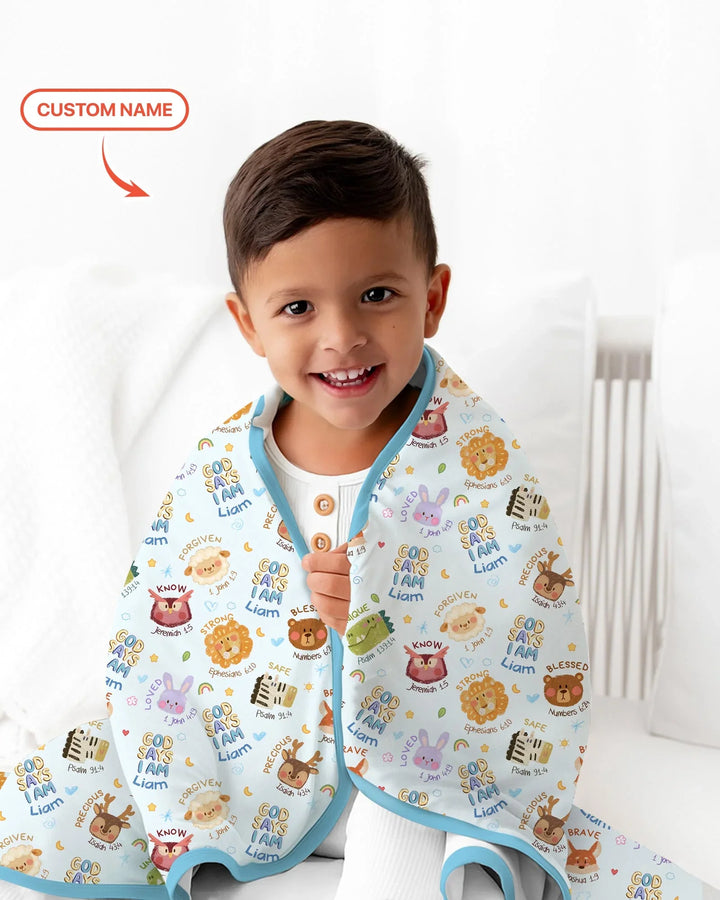 God Says I Am — Little Flock Custom Name Blanket