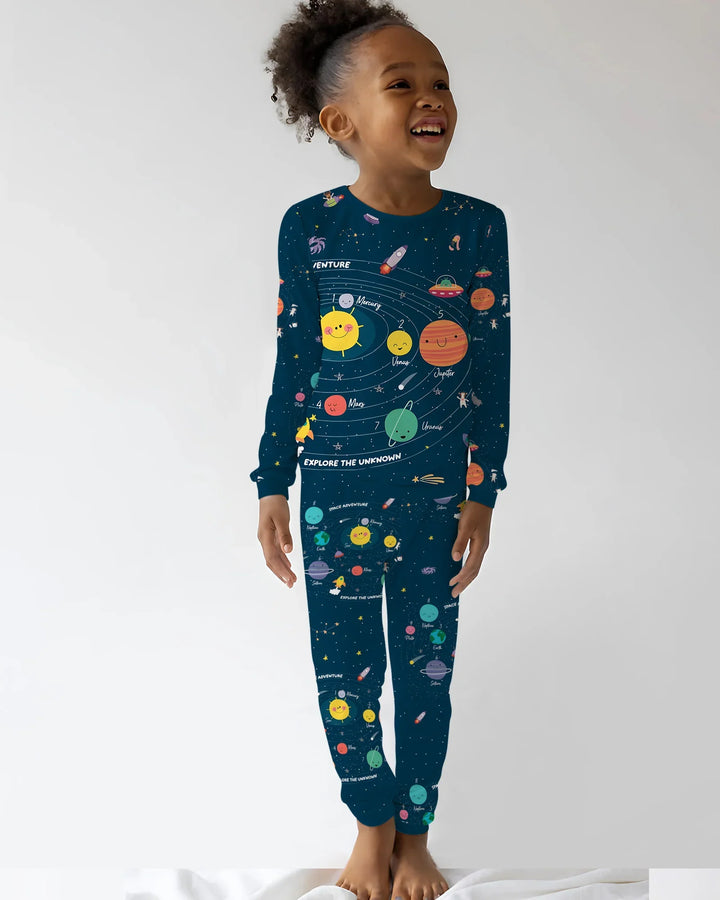 Solar System Explorers Bamboo Two Piece Long Sleeve Pajama Set