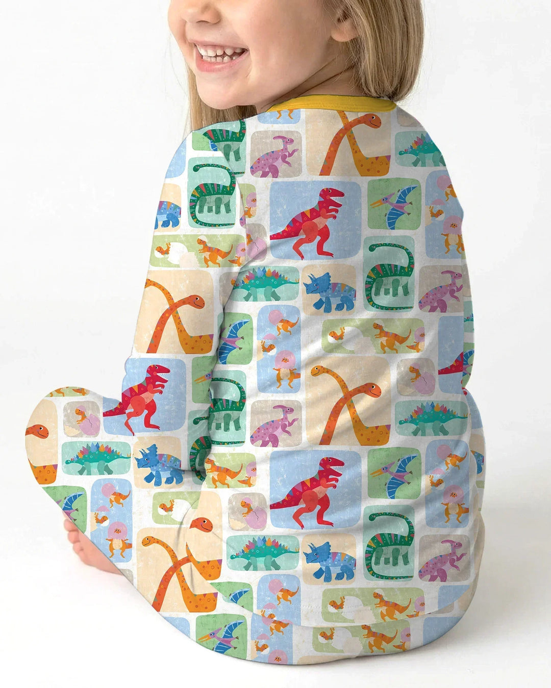 Rainbow Dino Friends Family Matching Bamboo Two Piece Long Sleeve Pajama Set