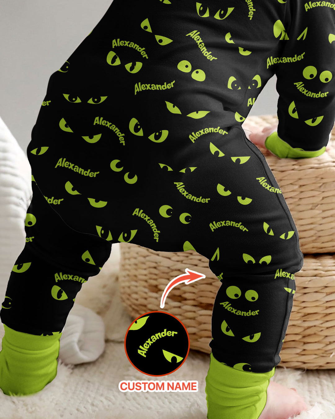 Custom Name Halloween Spooky Cat Eyes -  Personalized Convertible Zippy