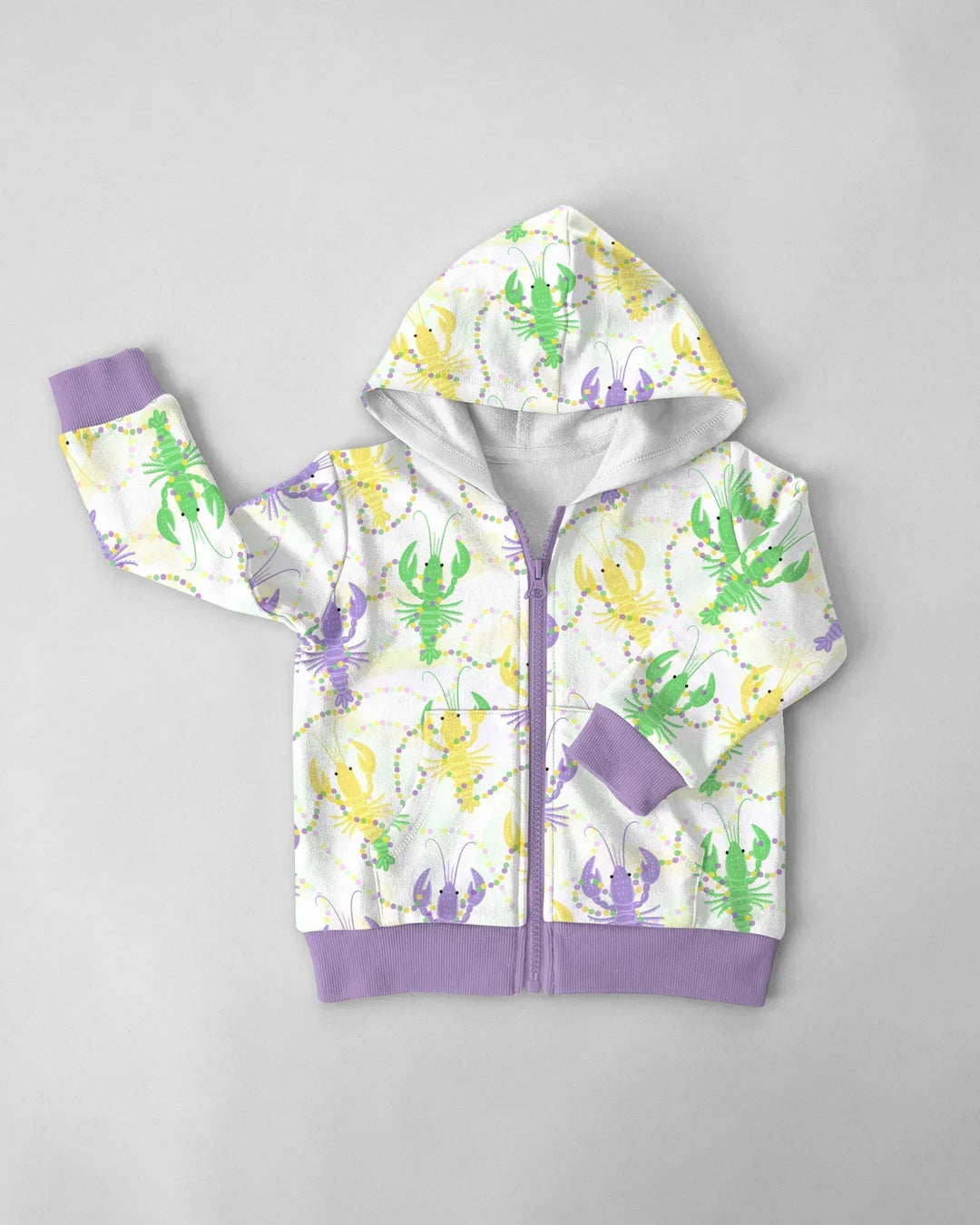 Mardi Gras Crawfish Family Matching Bamboo Zip Hoodie