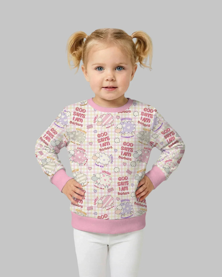 Little Lamb God Says I Am Custom Name Bamboo Crewneck Sweatshirt
