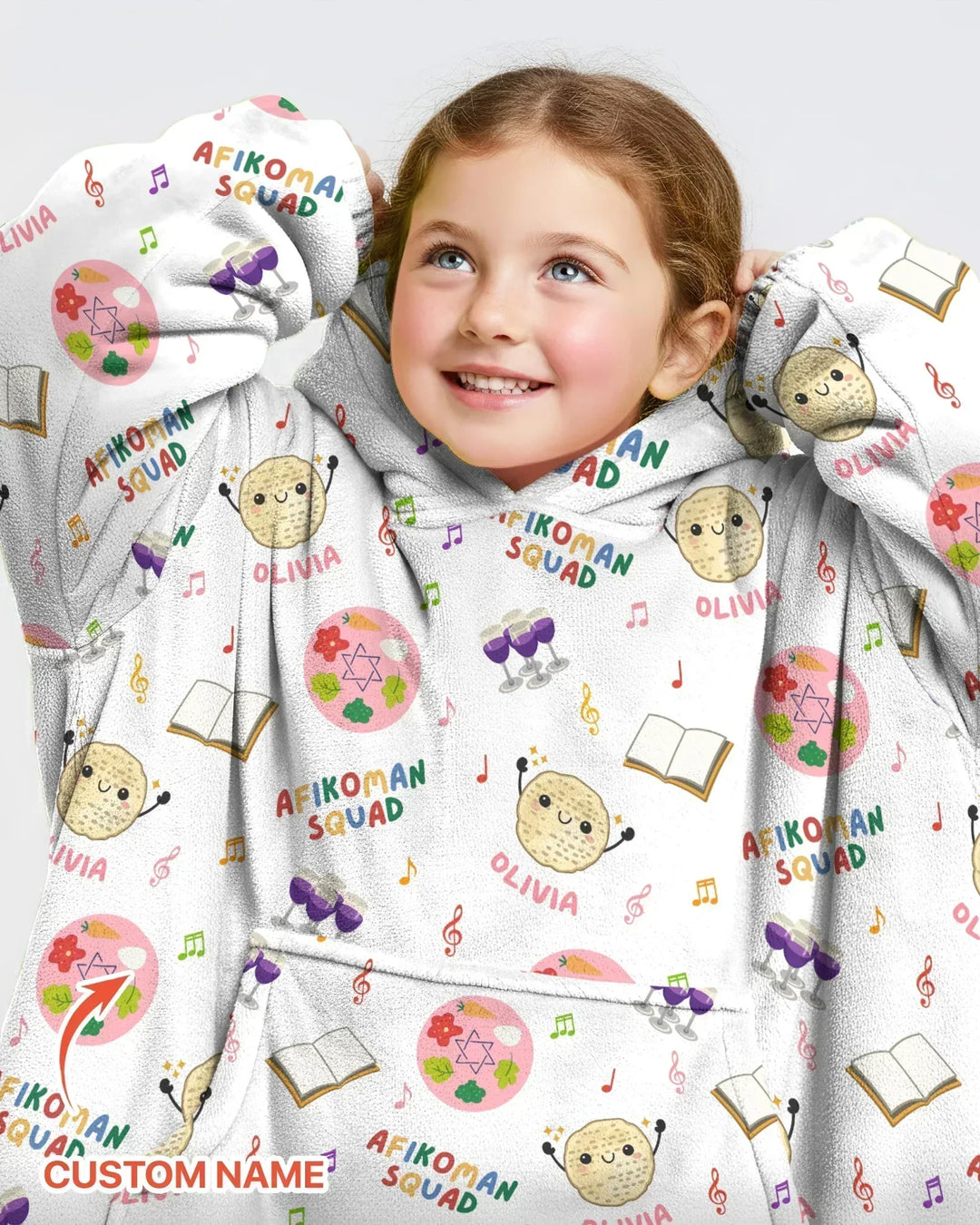 Custom Name Passover Afikoman Squad Bamboo Blanket Hoodie