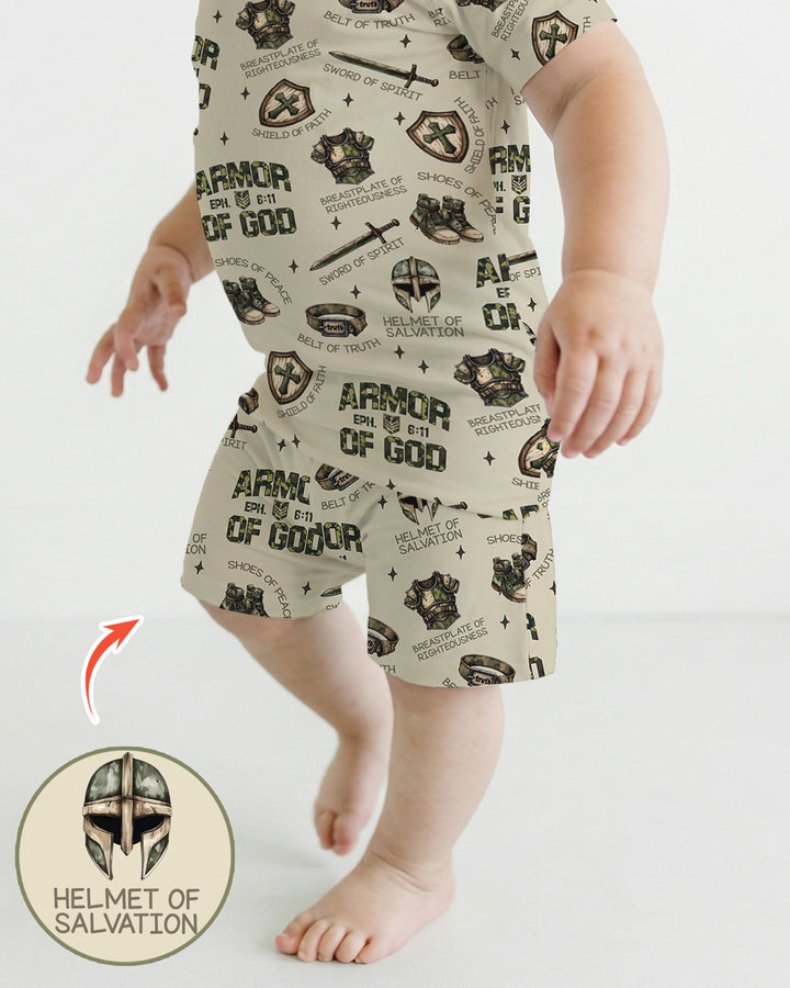 Camo Armor Of God Bamboo Two Piece Short Sleeve Shorts Pajama Set